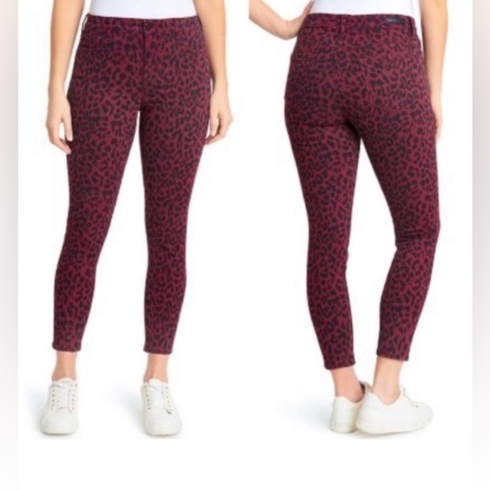 Sanctuary Social Standard Red Black Leopard Print Ankle Skinny Jeans Size 12 31
